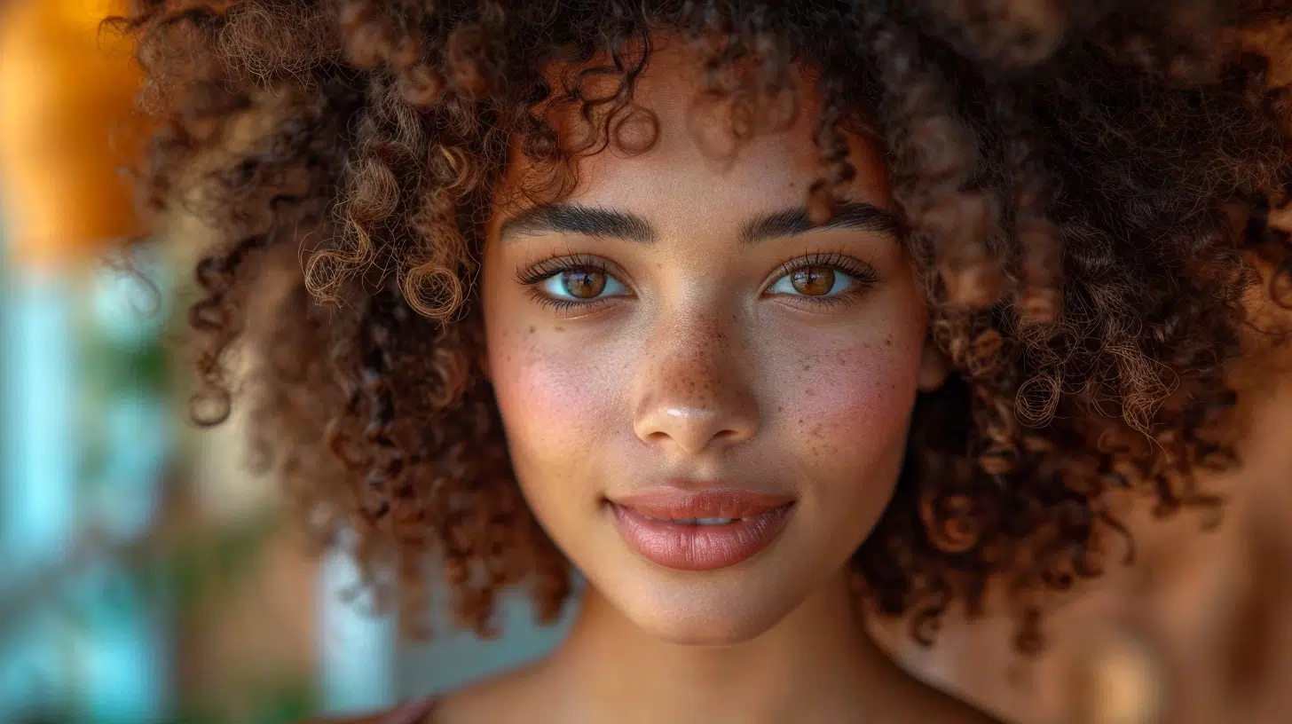 femme metisse regard camera